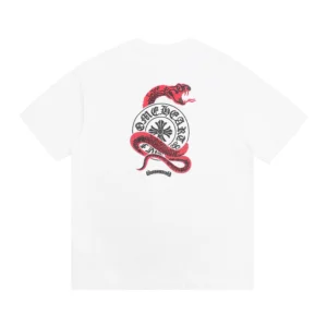 Chrome Hearts White Red Snake Horseshoe Graphic T-Shirt