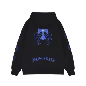 Chrome Hearts Black Blue Triple Cross Zip-Up Hoodie