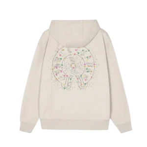 Chrome Hearts Ivory Rhinestone Cross Zip-Up Hoodie