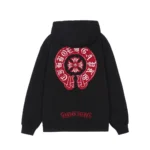 Chrome Hearts Red Distressed Horseshoe Zip-Up Hoodie