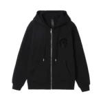 Chrome Hearts Black Crystal Medallion Zip-Up Hoodie