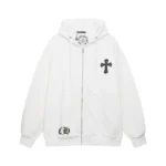 Chrome Hearts Tonal Floral Cross Zip-Up Hoodie
