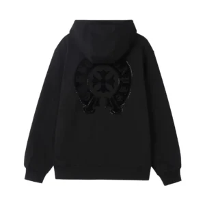 Chrome Hearts Black Crystal Medallion Zip-Up Hoodie