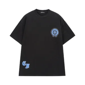 Chrome Hearts Black Blue Cross Graphic T-Shirt