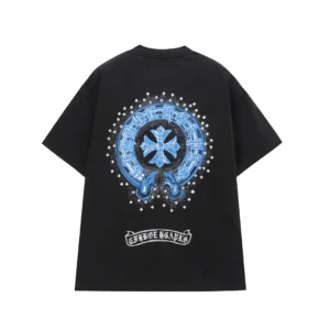 Chrome Hearts Black Blue Cross Graphic T-Shirt
