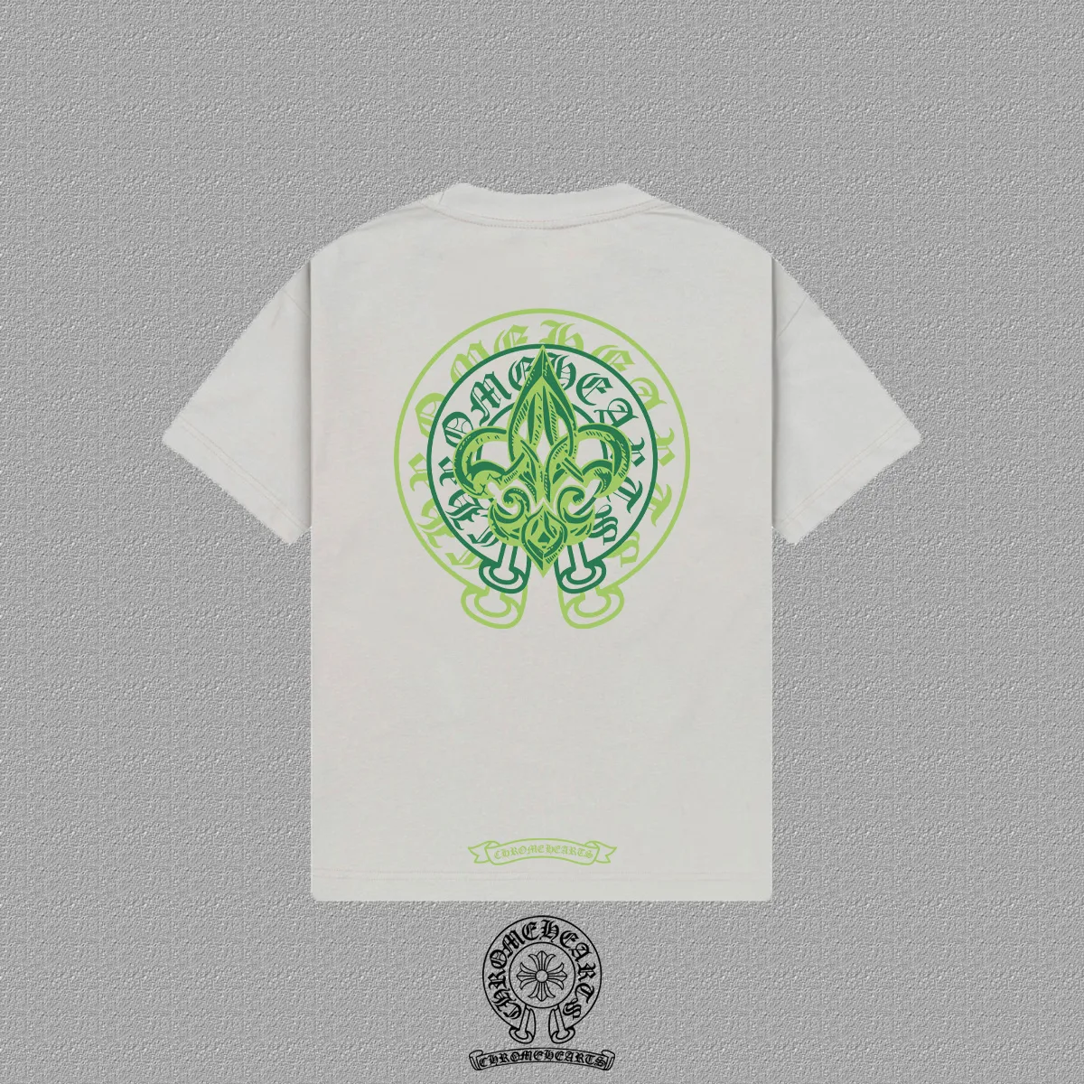 Chrome Hearts White Green Fleur-De-Lis Graphic T-Shirt Chrome Hearts White Green Fleur-De-Lis Graphic T-Shirt