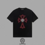 Chrome Hearts Black Red Outline Cross T-Shirt