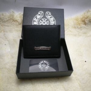 Chrome Hearts Black Leather Logo Plaque Bifold Wallet
