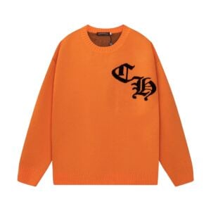 Chrome Hearts Horseshoe Logo Crewneck Sweater Orange