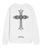 Chrome Hearts Ornate Floral Cross Crewneck Sweatshirt White
