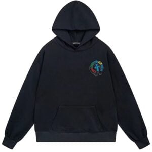 Chrome Hearts Colorblock Horseshoe Cross Pullover Hoodie Black