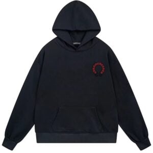Chrome Hearts Red Cross Horseshoe Pullover Hoodie Black