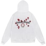 Chrome Hearts Red Cross Horseshoe Pullover Hoodie White