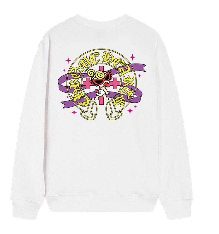 27101715 Chrome Hearts Cartoon Horseshoe Long Sleeve White