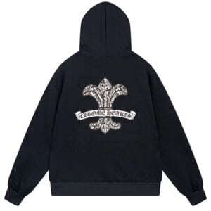 Chrome Hearts Ornate Fleur-De-Lis Graphic Pullover Hoodie Black
