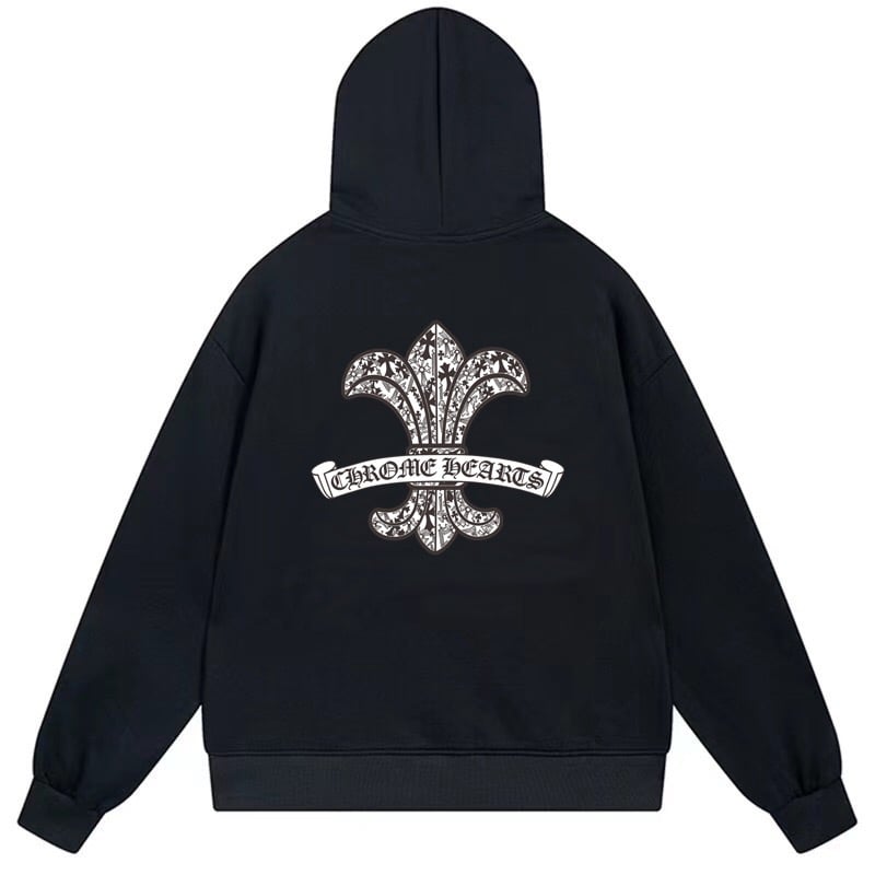 35e821fa Chrome Hearts Ornate Fleur-De-Lis Graphic Pullover Hoodie Black