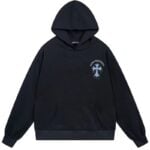 Chrome Hearts Icy Blue Cross Graphic Pullover Hoodie Black
