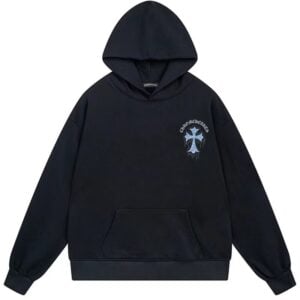 Chrome Hearts Icy Blue Cross Graphic Pullover Hoodie Black