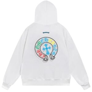 Chrome Hearts Colorblock Horseshoe Cross Pullover Hoodie White