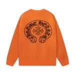 Chrome Hearts Horseshoe Logo Crewneck Sweater Orange