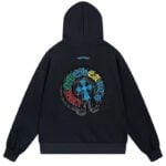 Chrome Hearts Colorblock Horseshoe Cross Pullover Hoodie Black