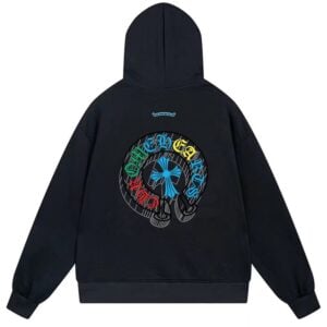 Chrome Hearts Colorblock Horseshoe Cross Pullover Hoodie Black