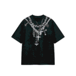 Chrome Hearts Layered Chain Cross Distressed T-Shirt Black