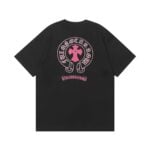 Chrome Hearts Pink Cross Horseshoe T-Shirt Black