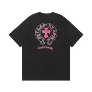Chrome Hearts Pink Cross Horseshoe T-Shirt Black