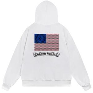 Chrome Hearts American Flag Horseshoe Pullover Hoodie White