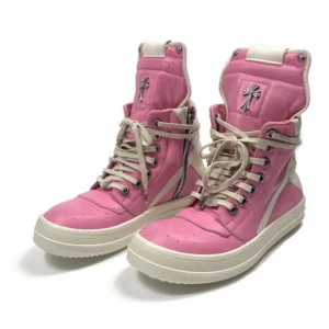 Chrome Hearts x Rick Owens Geobasket Pink High-Top Sneakers