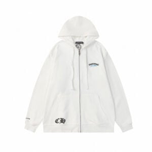 Chrome Hearts St. Barth Cross Logo Zip-Up Hoodie White