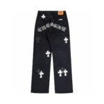 Chrome Hearts Monochrome Cross Patch Wide Leg Jeans Black