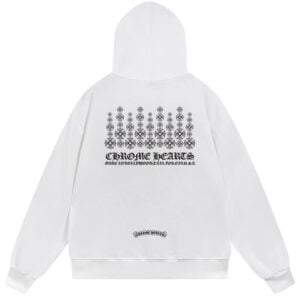 Chrome Hearts Cross Pattern Graphic Pullover Hoodie White