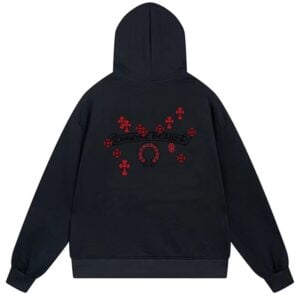 Chrome Hearts Red Cross Horseshoe Pullover Hoodie Black