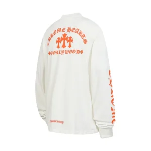 Chrome Hearts White Orange Hollywood Triple Cross Long Sleeve