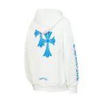 Chrome Hearts Blue Cross Pullover White Hoodie
