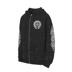 Chrome Hearts Black Shadow Cross Scroll Zip Hoodie