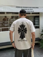 Chrome Hearts Floral Cross Back Print T-Shirt Cream